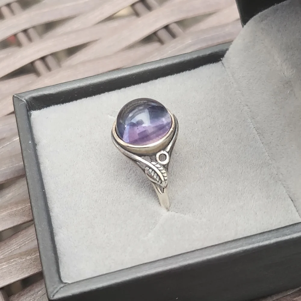 S925 Rainbow Fluorite Ring adjustable size